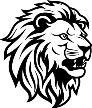 Lion - Black and White Isolated Icon - Vector illustration