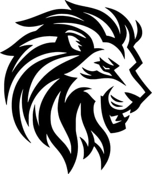 Lion, Black and White Vector illustration