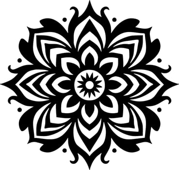 Mandala, Black and White Vector illustration