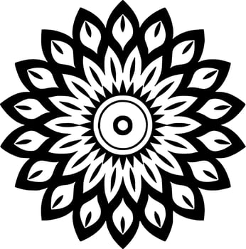 Mandala, Black and White Vector illustration