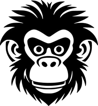 Monkey - Black and White Isolated Icon - Vector illustration