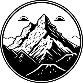 Mountain Range - Black and White Isolated Icon - Vector illustration