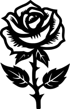 Rose - Black and White Isolated Icon - Vector illustration