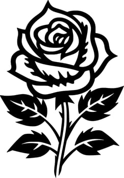 Rose - Black and White Isolated Icon - Vector illustration