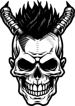Skull, Black and White Vector illustration