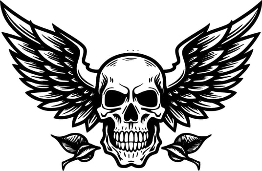 Skull, Black and White Vector illustration