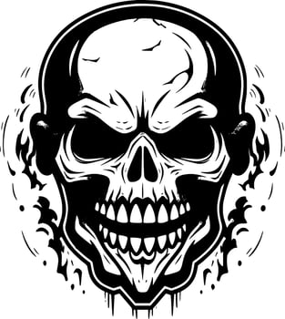 Skull, Black and White Vector illustration