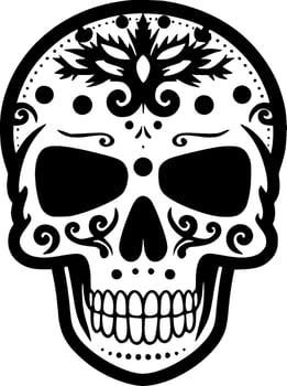 Skull, Black and White Vector illustration
