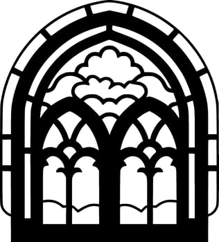 Stained Glass - Black and White Isolated Icon - Vector illustration