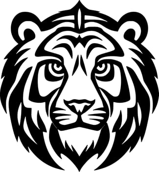 Tiger - Black and White Isolated Icon - Vector illustration