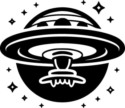 UFO, Black and White Vector illustration