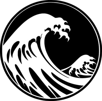 Wave, Black and White Vector illustration