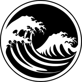 Wave - Black and White Isolated Icon - Vector illustration