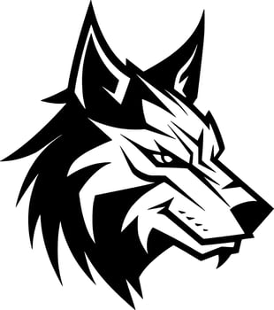 Wolf, Black and White Vector illustration