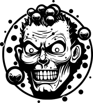 Zombie, Black and White Vector illustration