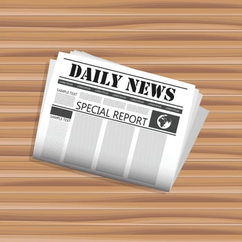 Newspaper on desk. Concept for journalism, communication, information. Flat vector illustration