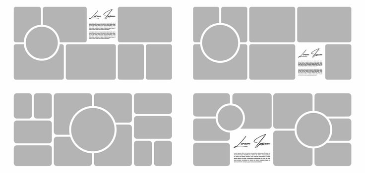 Pictures or photos frame collage abstract photo frames and digital photo wall template vector