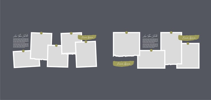 photo frames and digital photo wall template vector
