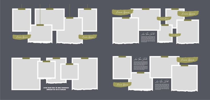 photo frames and digital photo wall template vector