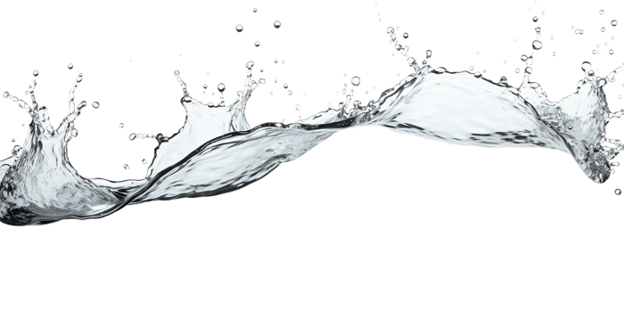 photorealistic image of a water splash. transparent splash of blue water with drops and splashes. AI generated png