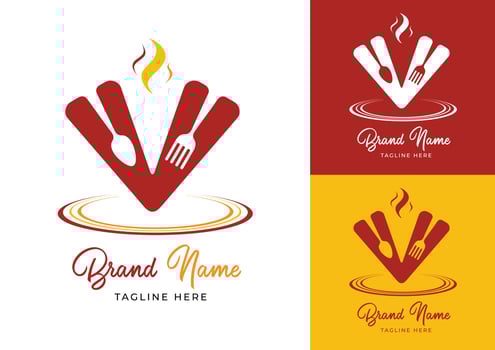 Letter V food logo design template vector
