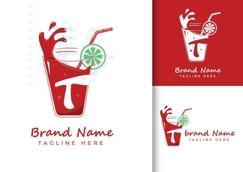 Letter T fresh juice logo design template vector