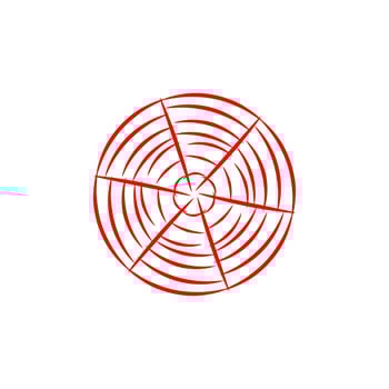a red and white circle with a spiral in it vector