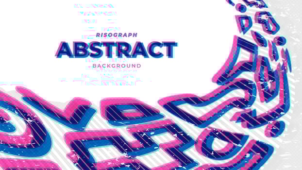 Curved Pink and Blue Abstract Background with Risograph Style vector