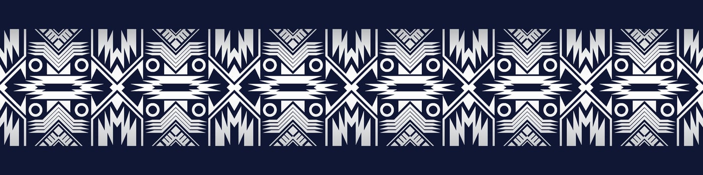 Aztec border Navy blue background, tribal pattern vector