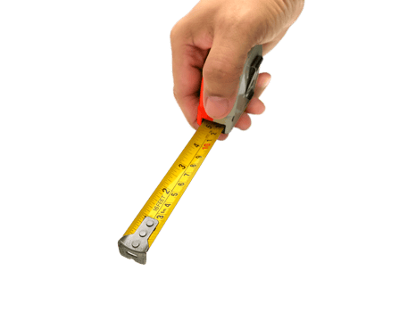 Construction roulette in hands, transparent background png
