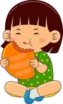 cute girl kids eating food vector illustration