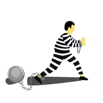 illustration of a prisoner walking on a white background vector