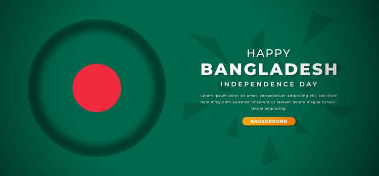 Happy Bangladesh Independence Day Design Paper Cut Shapes Background Illustration for Poster, Banner, Advertising, Greeting Card vector