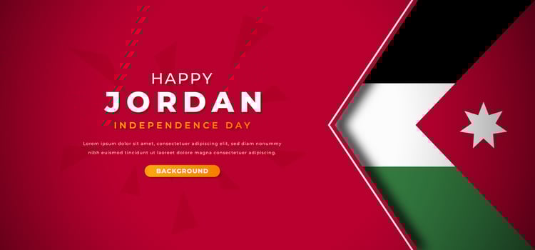Happy Jordan Independence Day Design Paper Cut Shapes Background Illustration for Poster, Banner, Advertising, Greeting Card vector