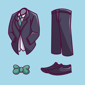 Hand drawn flat business clothing collection vector