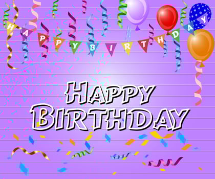 Happy birthday to you text with balloon and confetti decoration element for birth day celebration greeting card design. Vector illustration