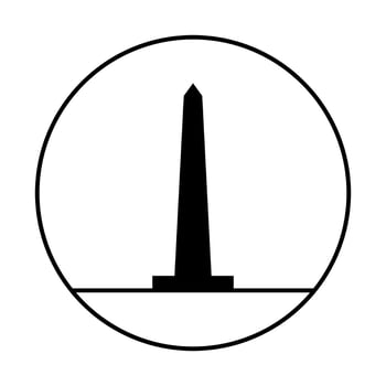 vector of obelisk with glyph monument outline icon in circle vector no people. silhouette line art monument black and white.