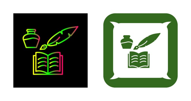 Unique Quill and Book Vector Icon