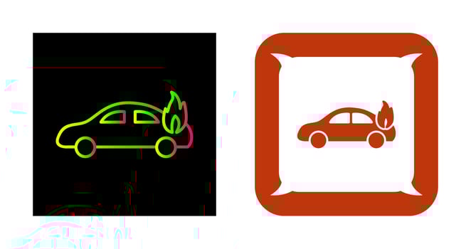 Unique Car on Fire Vector Icon