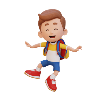 3D cute boy in jumping pose png