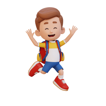 3D cute boy in jumping pose png