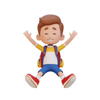 3D cute boy in jumping pose png