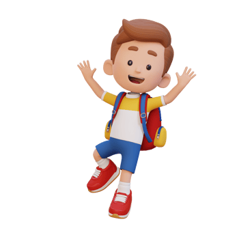 3D cute boy in jumping pose png