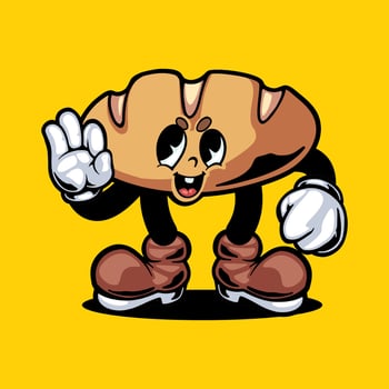 Bakery food cartoon characters with Vintage style vector