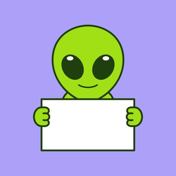 Cute Alien Holding a Blank Sign vector