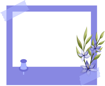 Blue Photo Frame with Floral Minimalist Style png