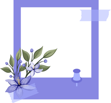 Blue Photo Frame with Floral Minimalist Style png