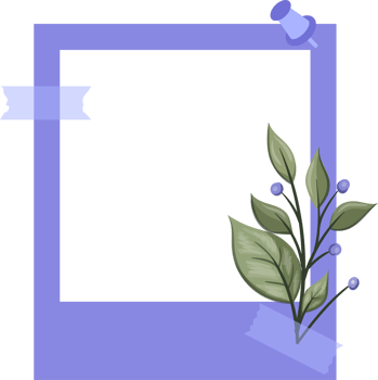 Blue Photo Frame with Floral Minimalist Style png