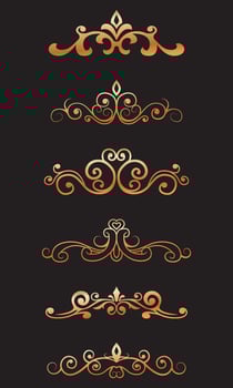 Collection of vintage gold floral ornaments vector