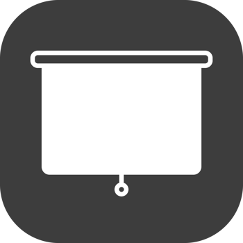 Projector icon in black square. png